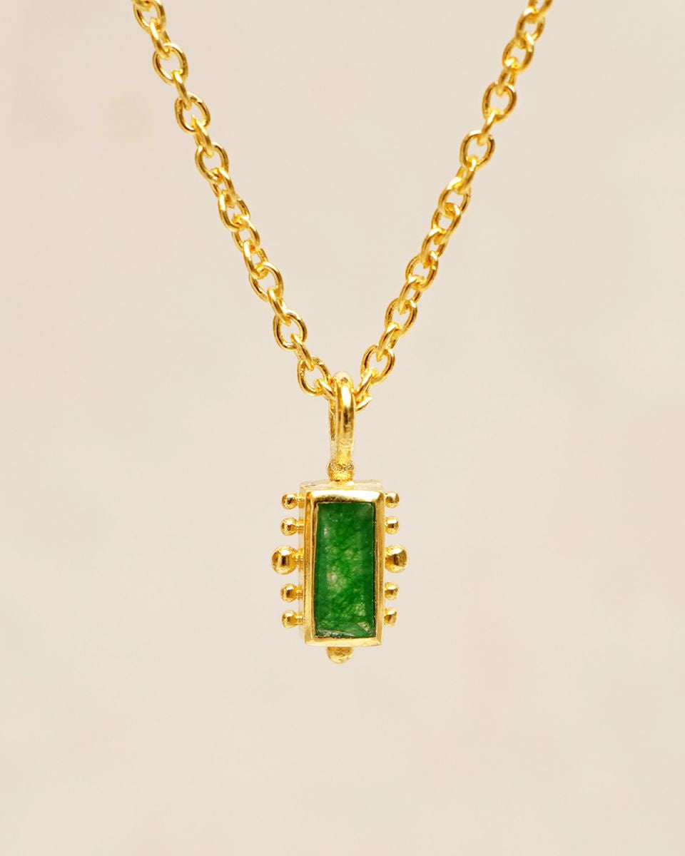 muja juma Necklace Dark Green Rectangle - Precious Sparkle