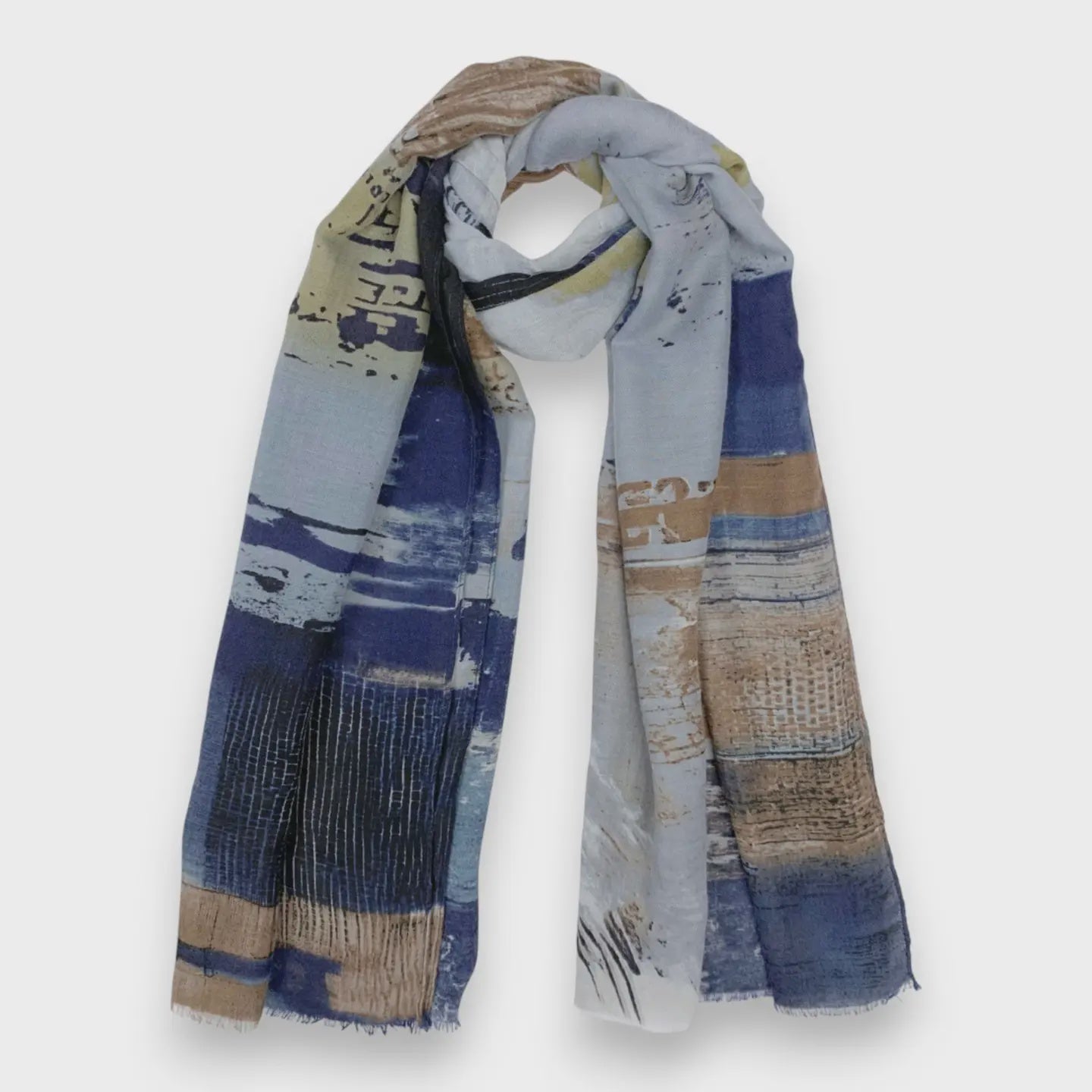 Brush Stroke Print Scarf Navy - Precious Sparkle
