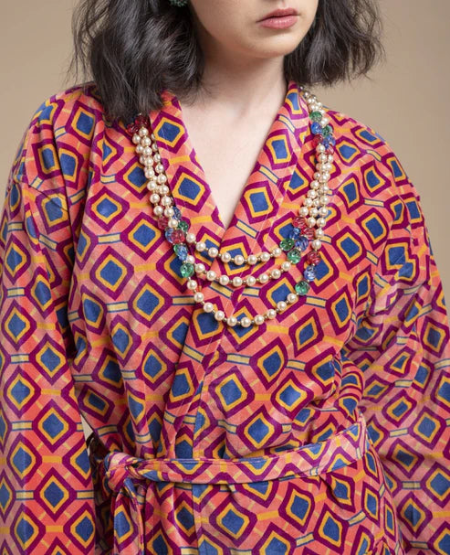 Les Touristes Velvet Dressing Gown Famara Coral - Precious Sparkle