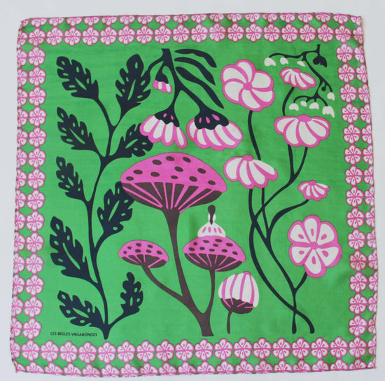 Les Belles Vagabondes Mini Alice Green Silk Scarf - Precious Sparkle