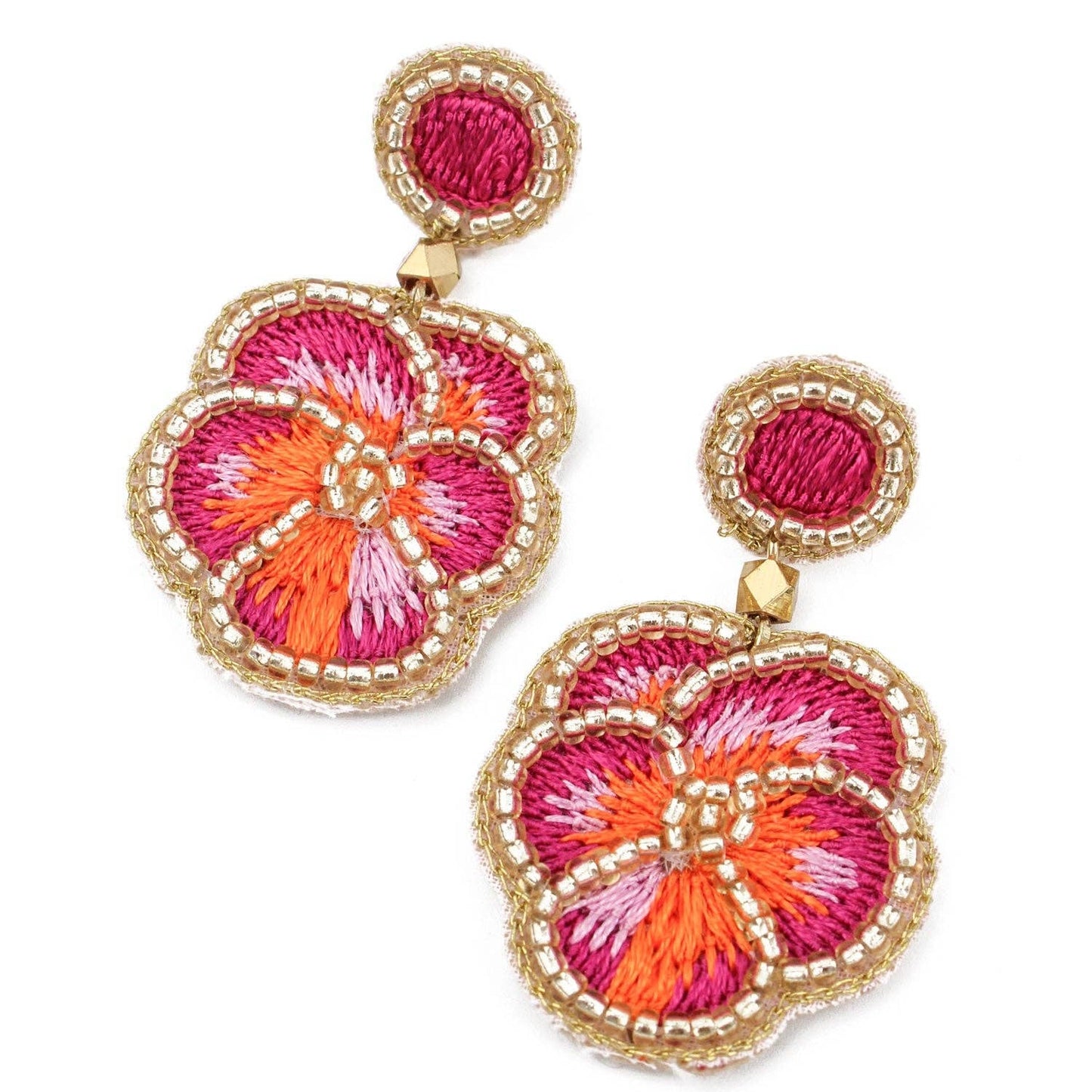 My Doris Pink Pansy Beaded earrings - Precious Sparkle