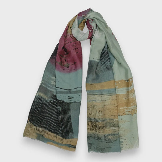 Brush Stroke Print Scarf Teal - Precious Sparkle