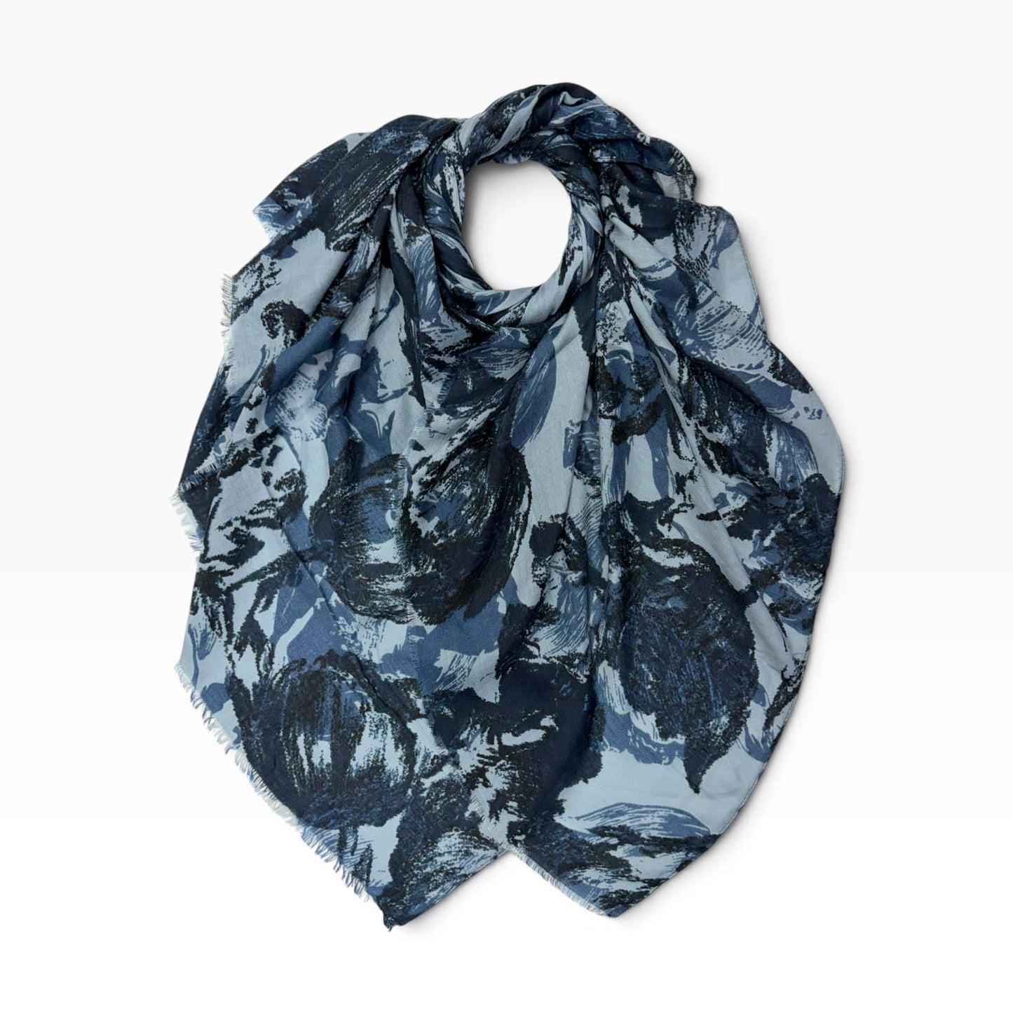 Abstract Tulip Print Lightweight Scarf Blue