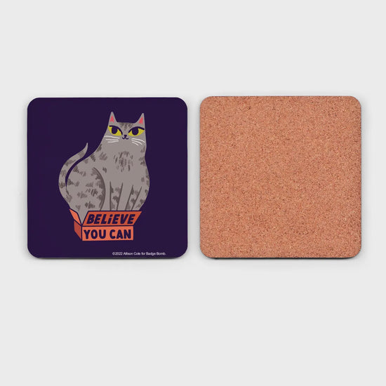 Believe You Can Cat Coaster - Precious Sparkle