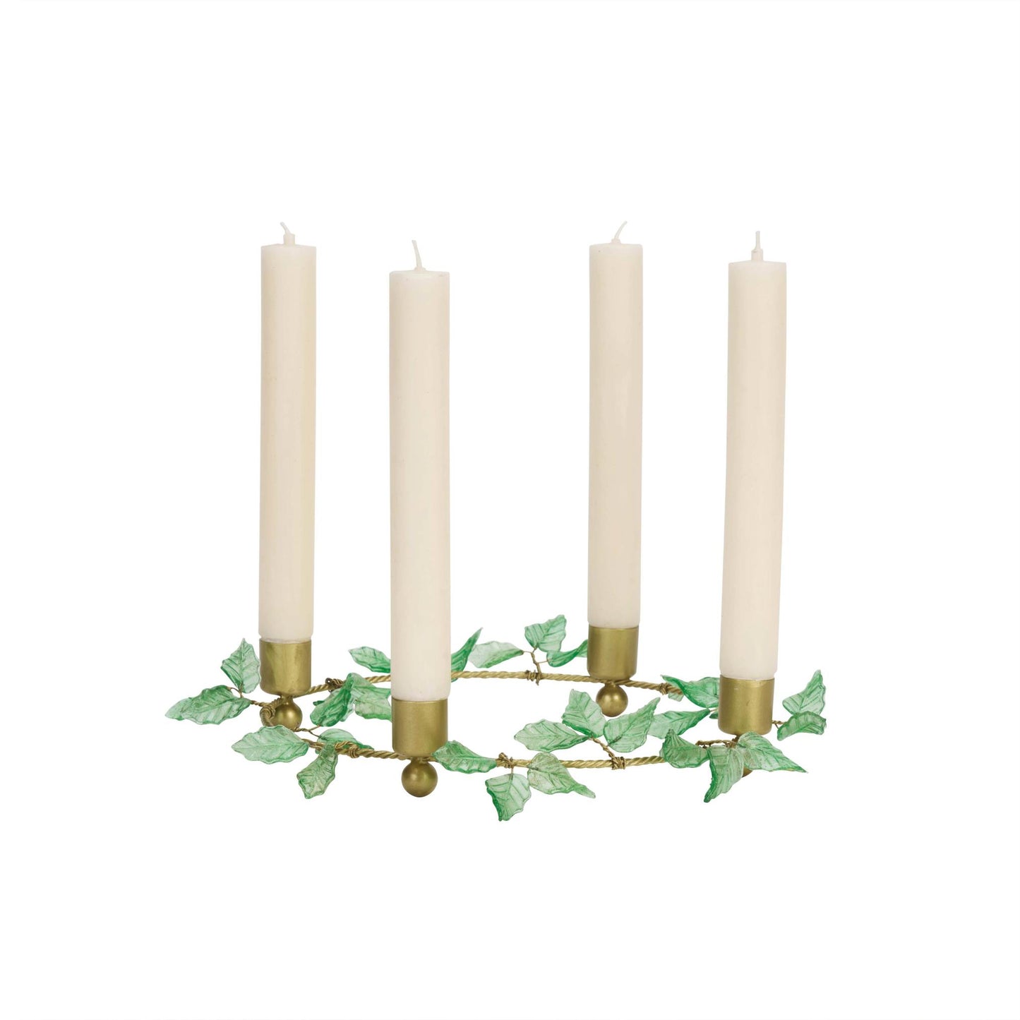 Madame Stoltz Candle Holder w/ glass leaves