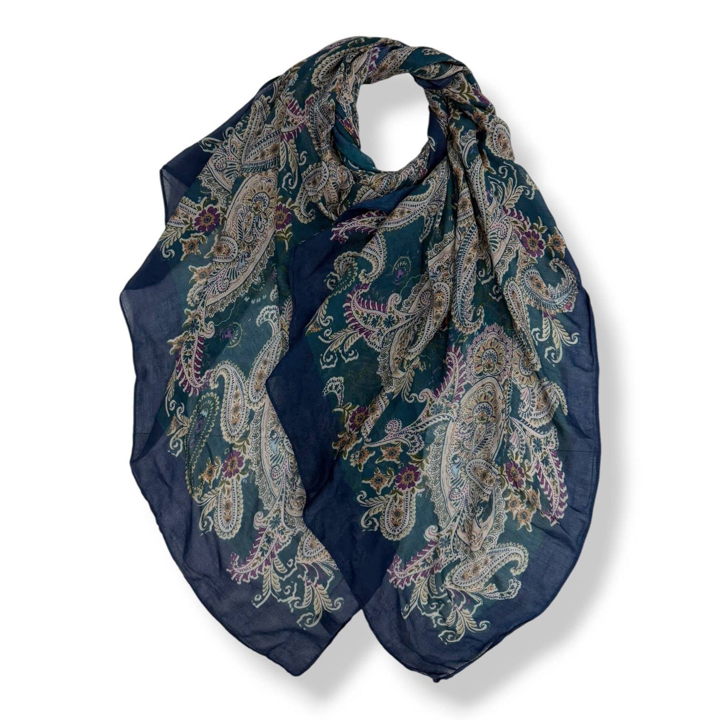 Paisley Print Lightweight Scarf Teal