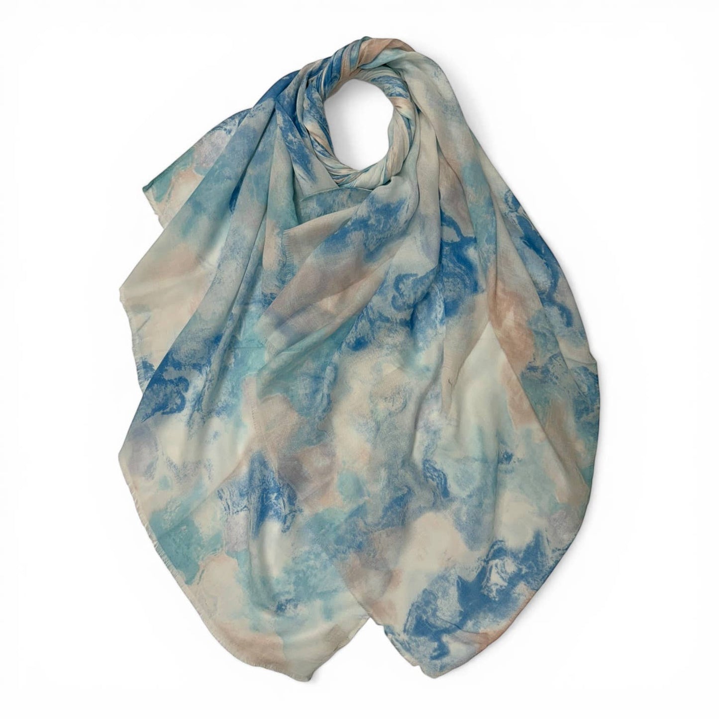 Soft Pastel Watercolour Marble Scarf Blue