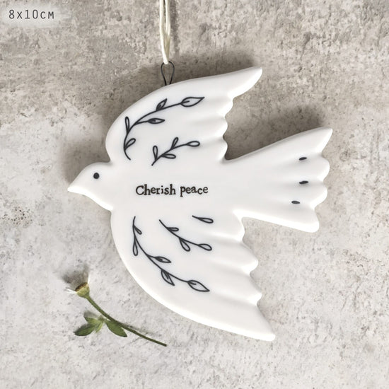 East of India Porcelain Dove Cherish Peace - Precious Sparkle