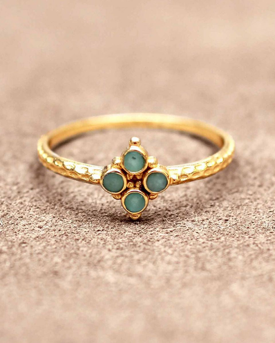 muja juma 4-Stone Amazonite Hammered Ring - Precious Sparkle