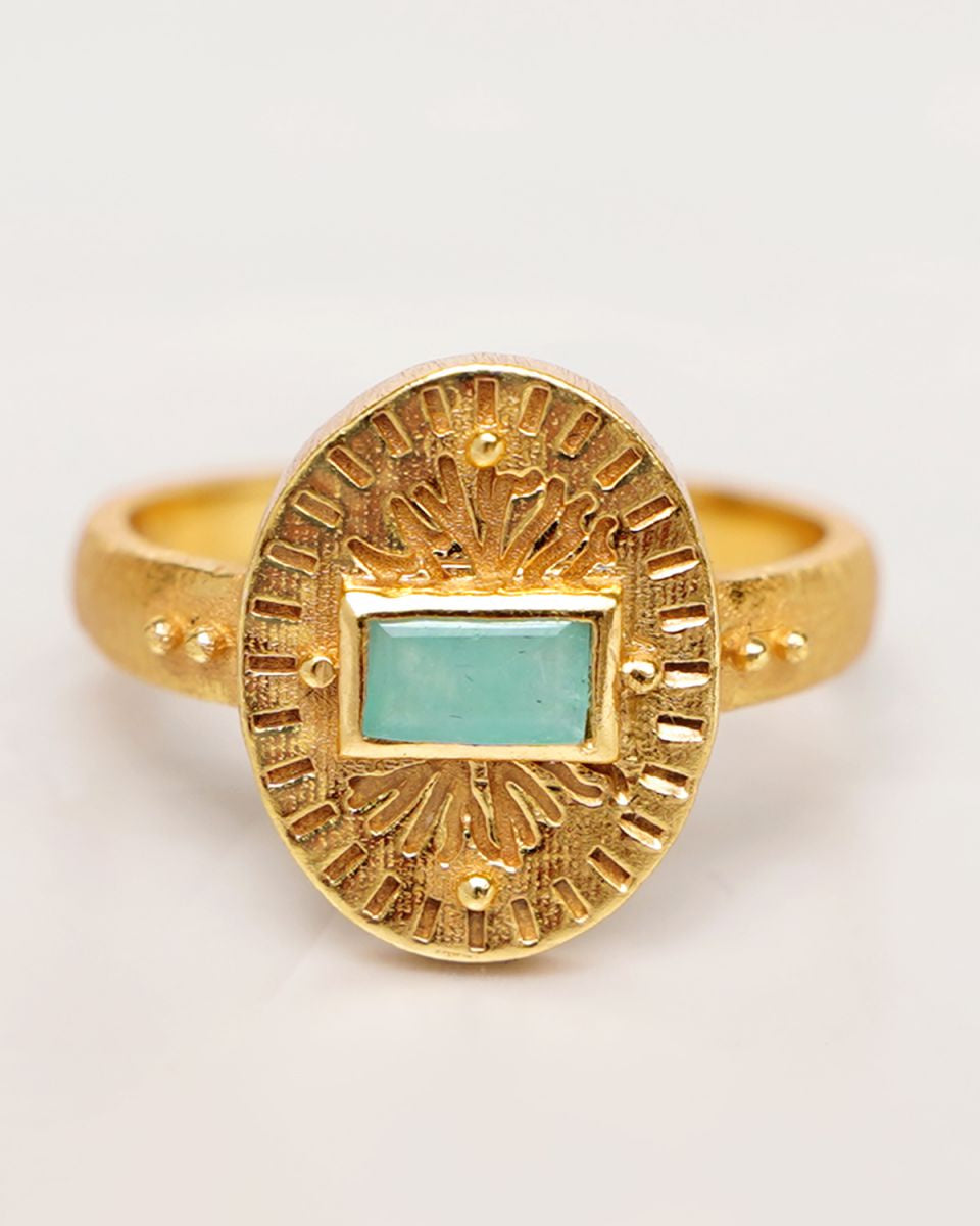 muja juma Engraved Oval Amazonite Ring