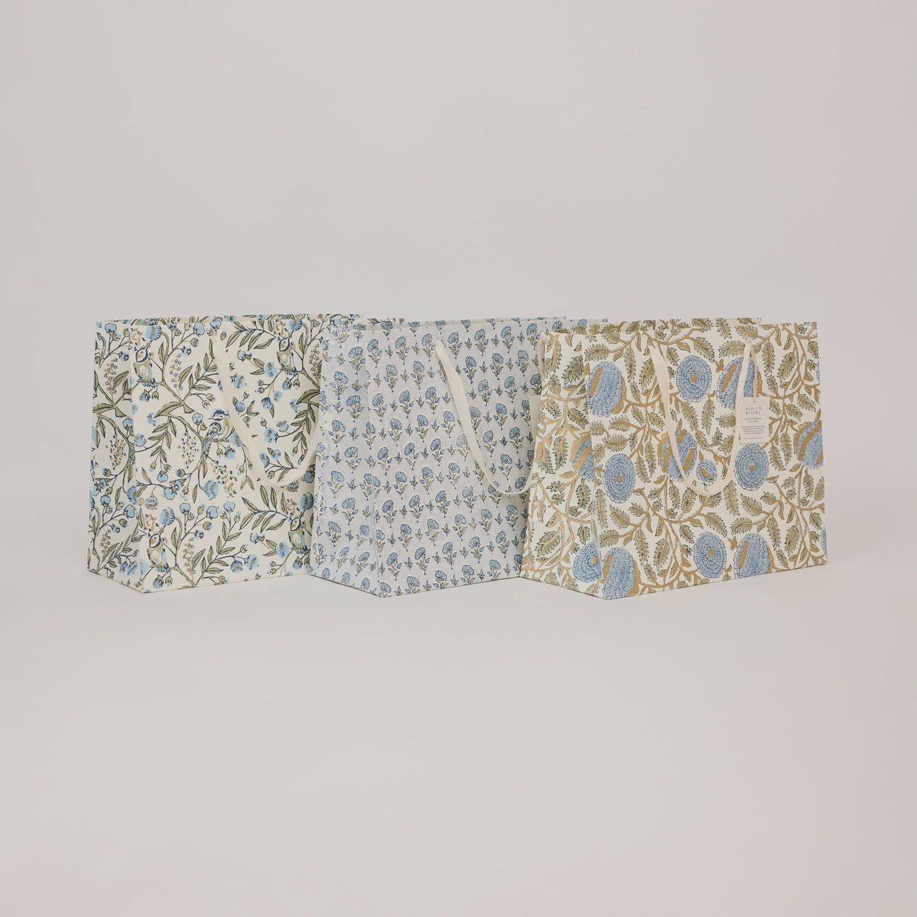 Paper Mirchi Hand Block Printed Gift Bags Large Blue Stone Refresh - Precious Sparkle