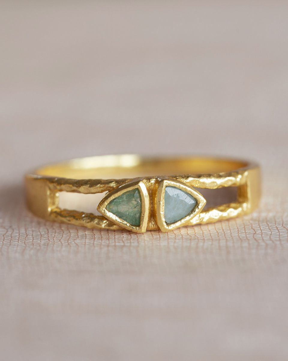 muja juma Ring Aubrie size 58 Triangles Amazonite & Nefrite