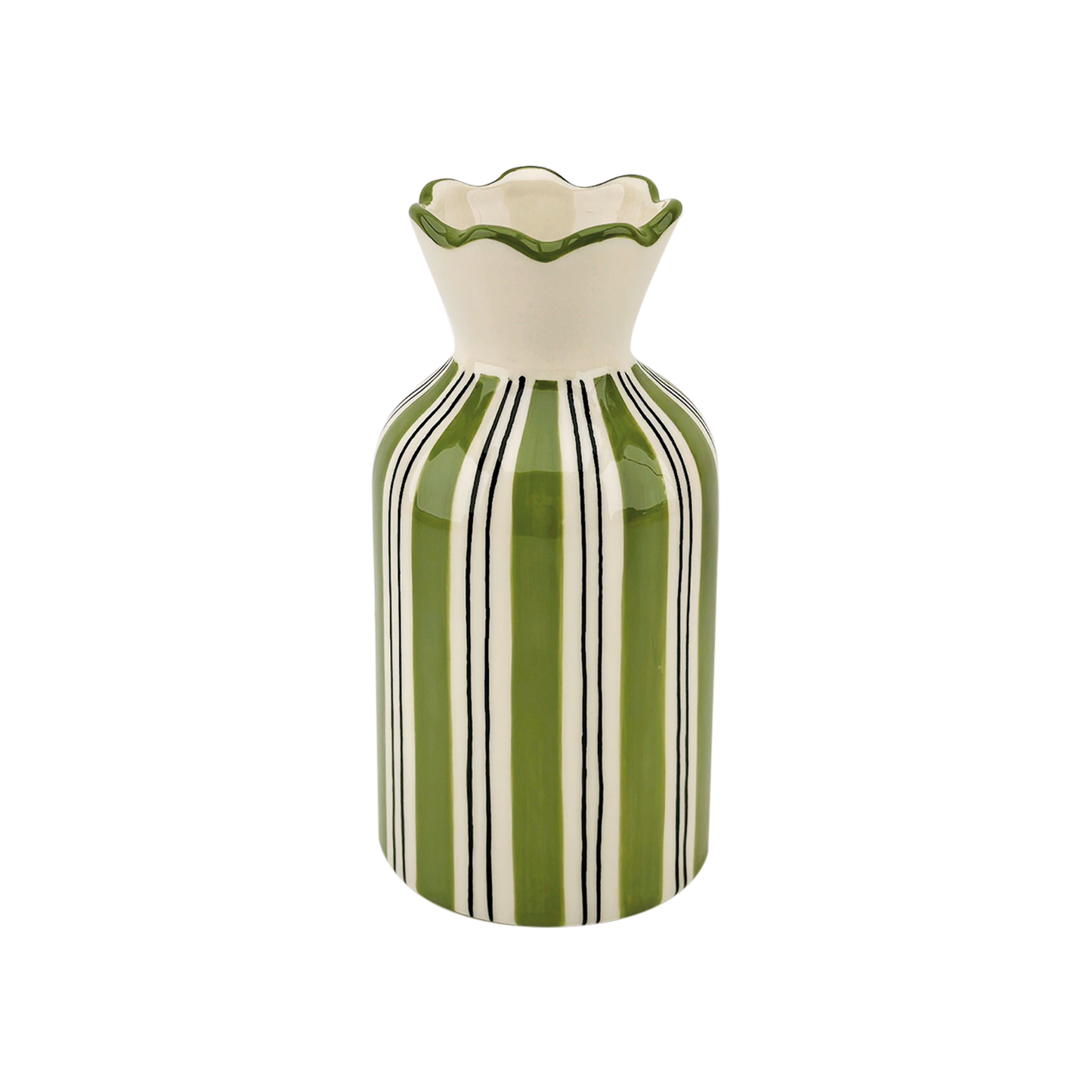 Ruffled-Collar Vase, Khaki-striped - Precious Sparkle