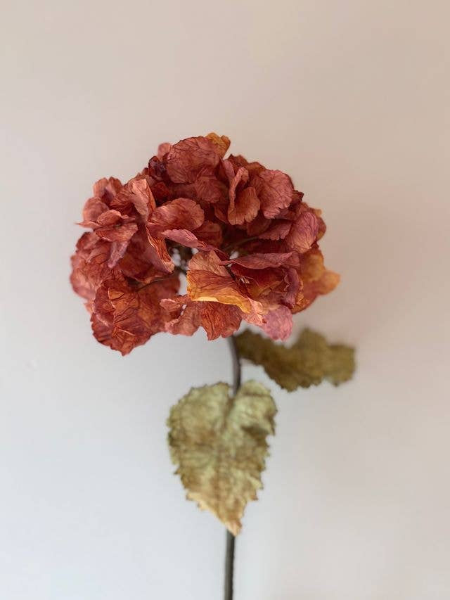 Vintage Hydrangea Stem - Rust Orange