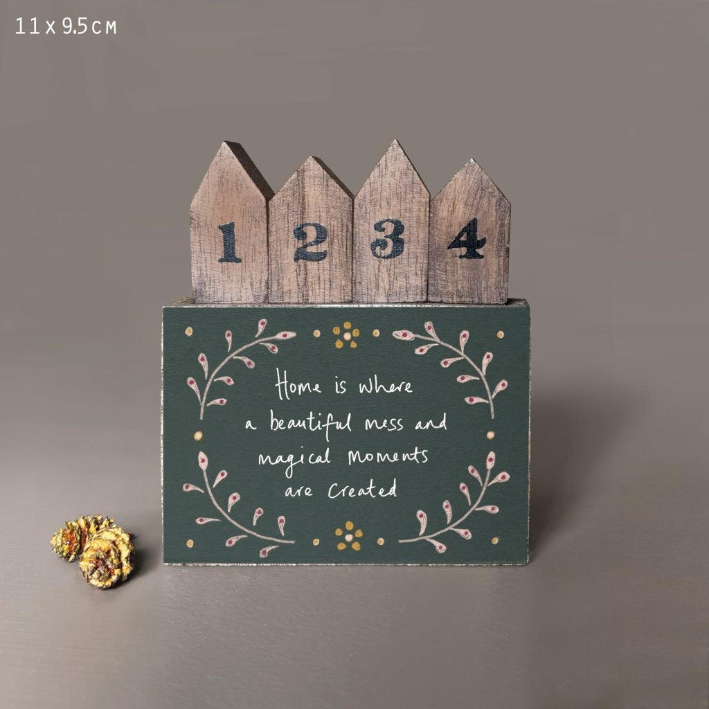 East of India Wooden block-Home is where a beautiful mess