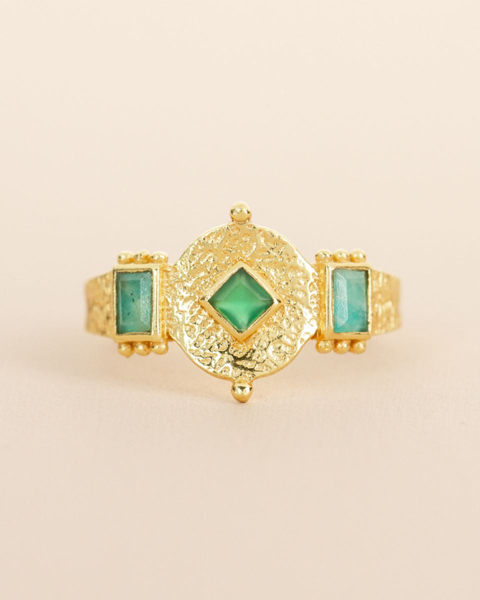 muja juma Rihla Green Agate Ring
