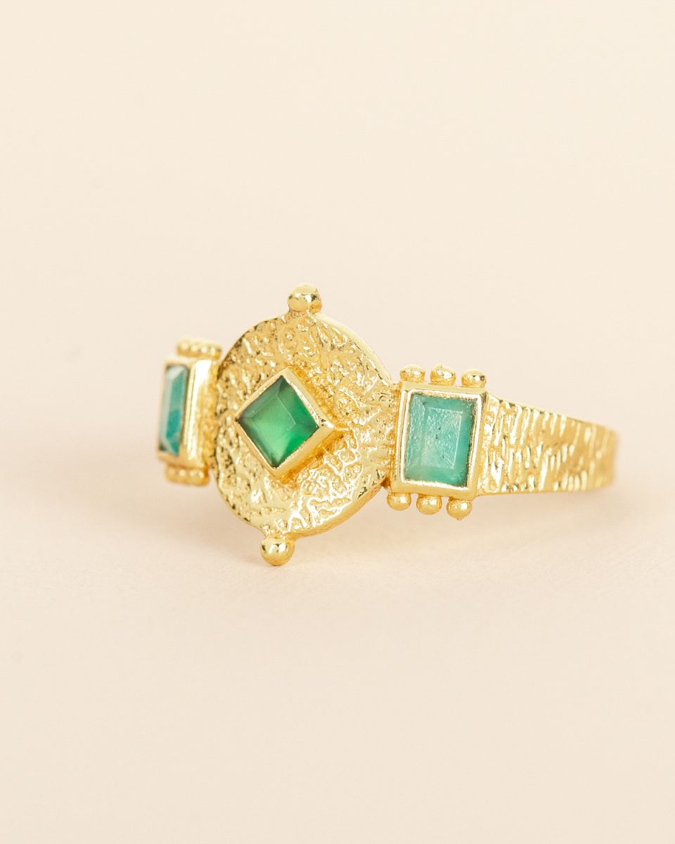muja juma Rihla Green Agate Ring - Precious Sparkle