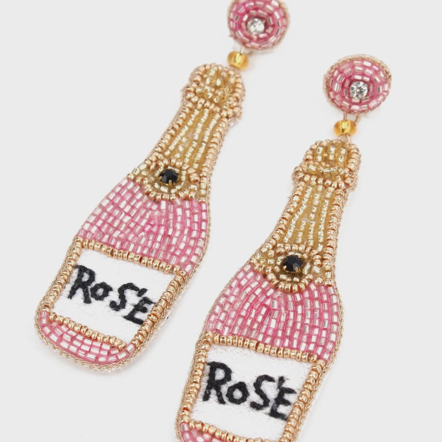 My Doris Pink Rose Beaded Earrings - Precious Sparkle