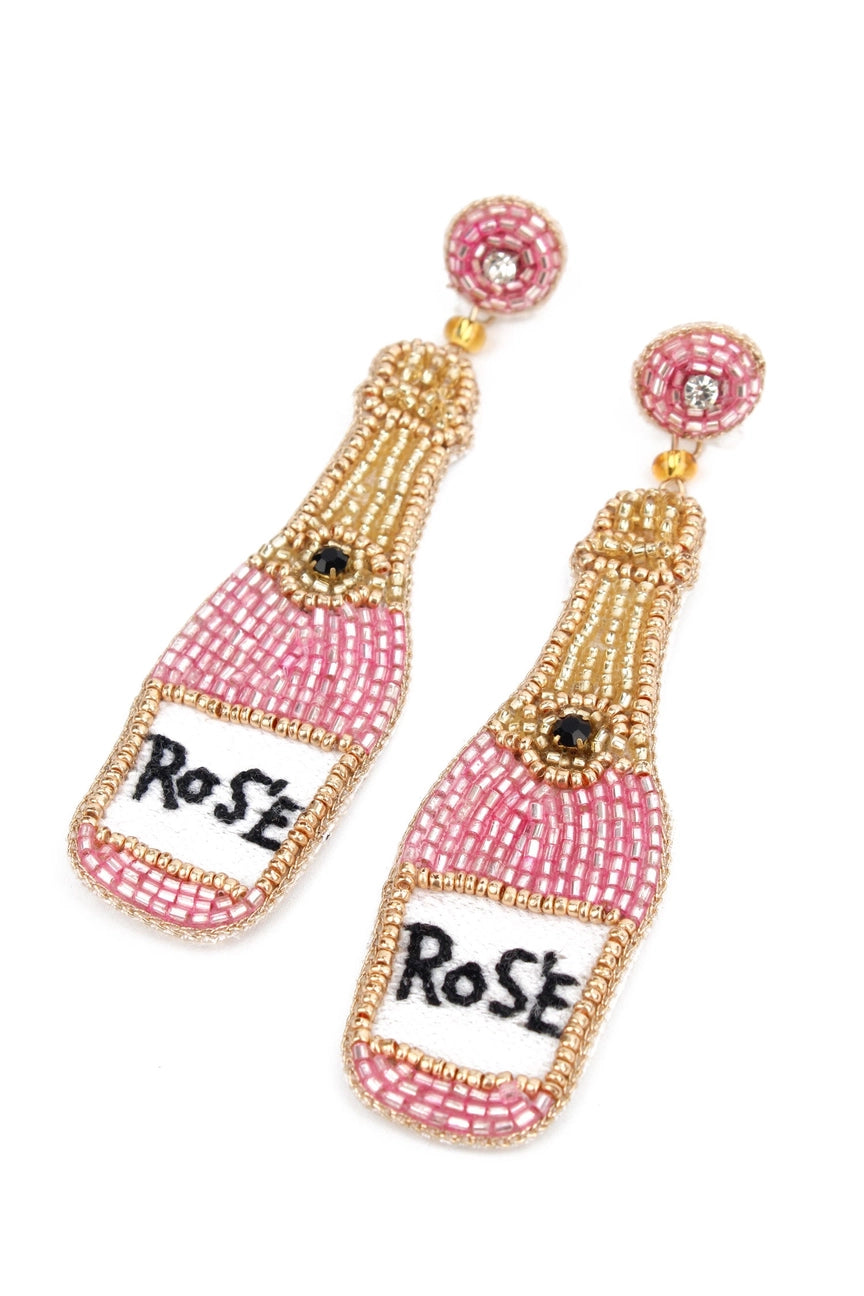 My Doris Pink Rose Beaded Earrings - Precious Sparkle
