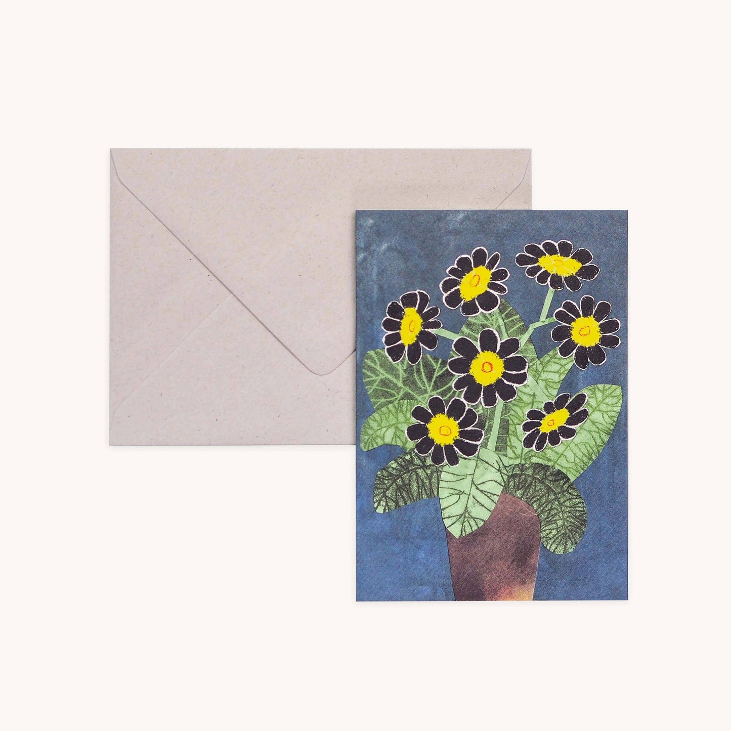 Black Auricula Flowers Card - Precious Sparkle