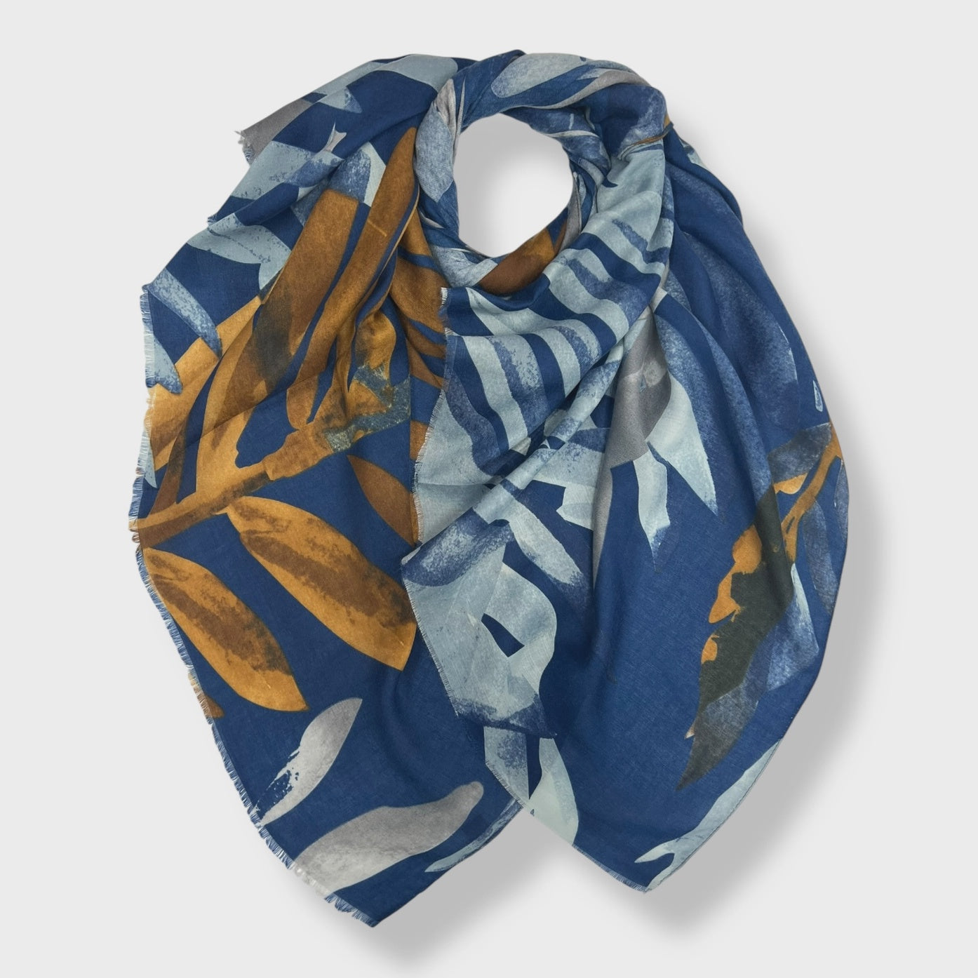 Big Amazon Leaves Scarf Navy - Precious Sparkle
