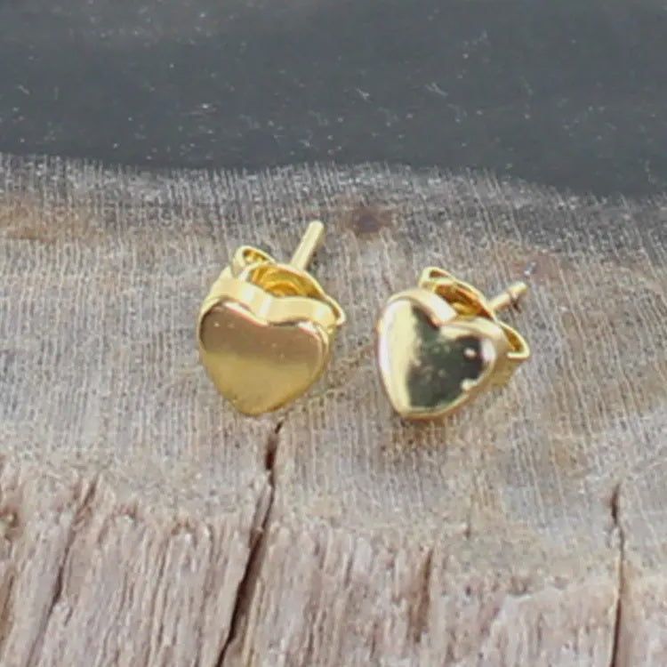 Suzie Blue Gold Heart Stud Earrings