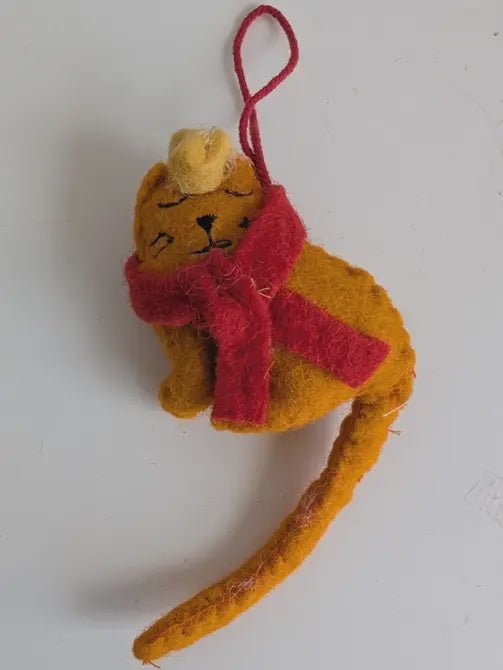 Orange Cat Christmas Ornament Handmade - Precious Sparkle