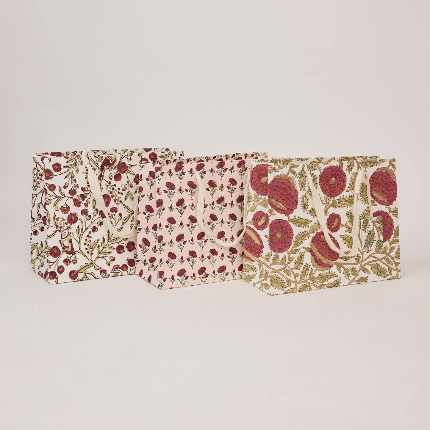 Paper Mirchi Hand Block Printed Gift Bag Medium Scarlet Refresh