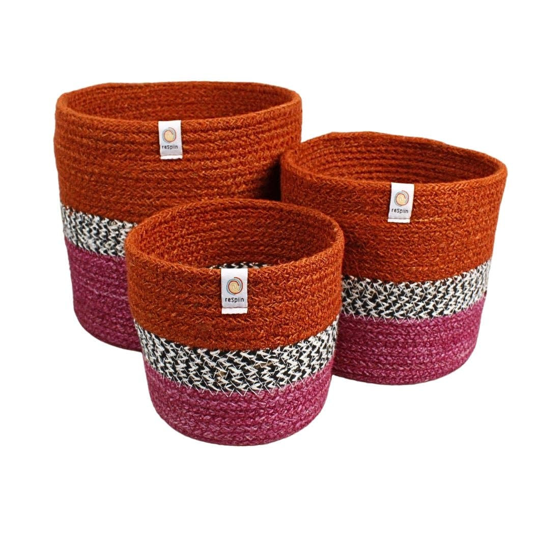 Jute ZigZag Basket Set - Fire