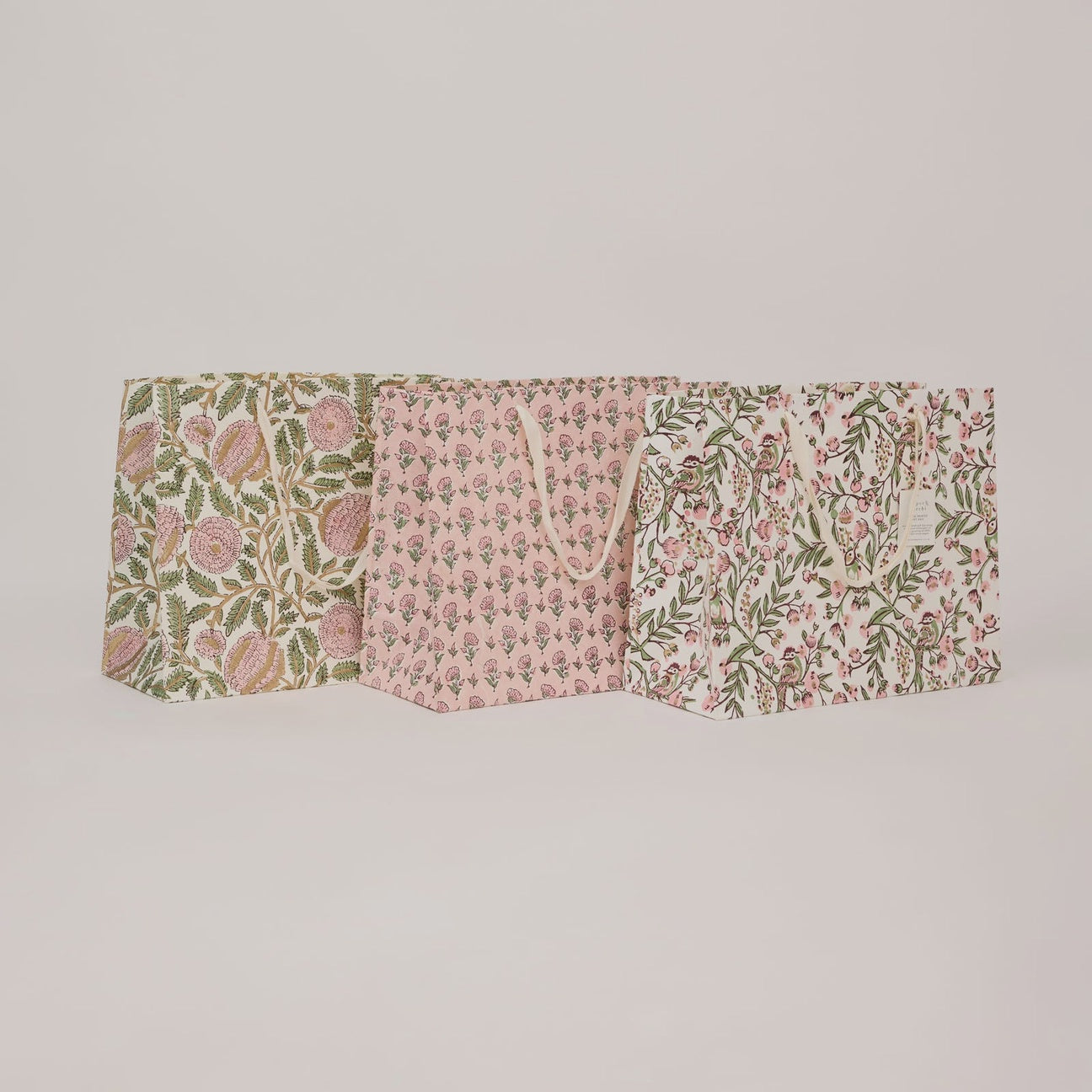 Hand Block Printed Gift Bags Large Blush Refresh - Precious Sparkle
