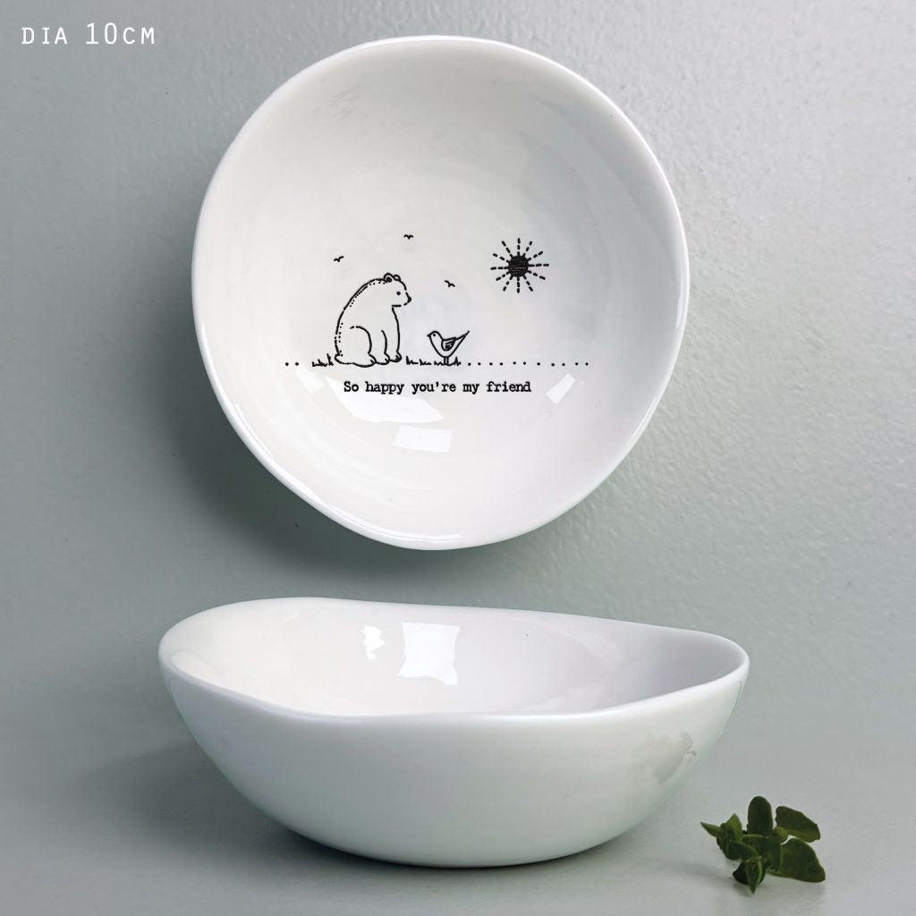 East of India Med Wobbly Bowl So happy friend