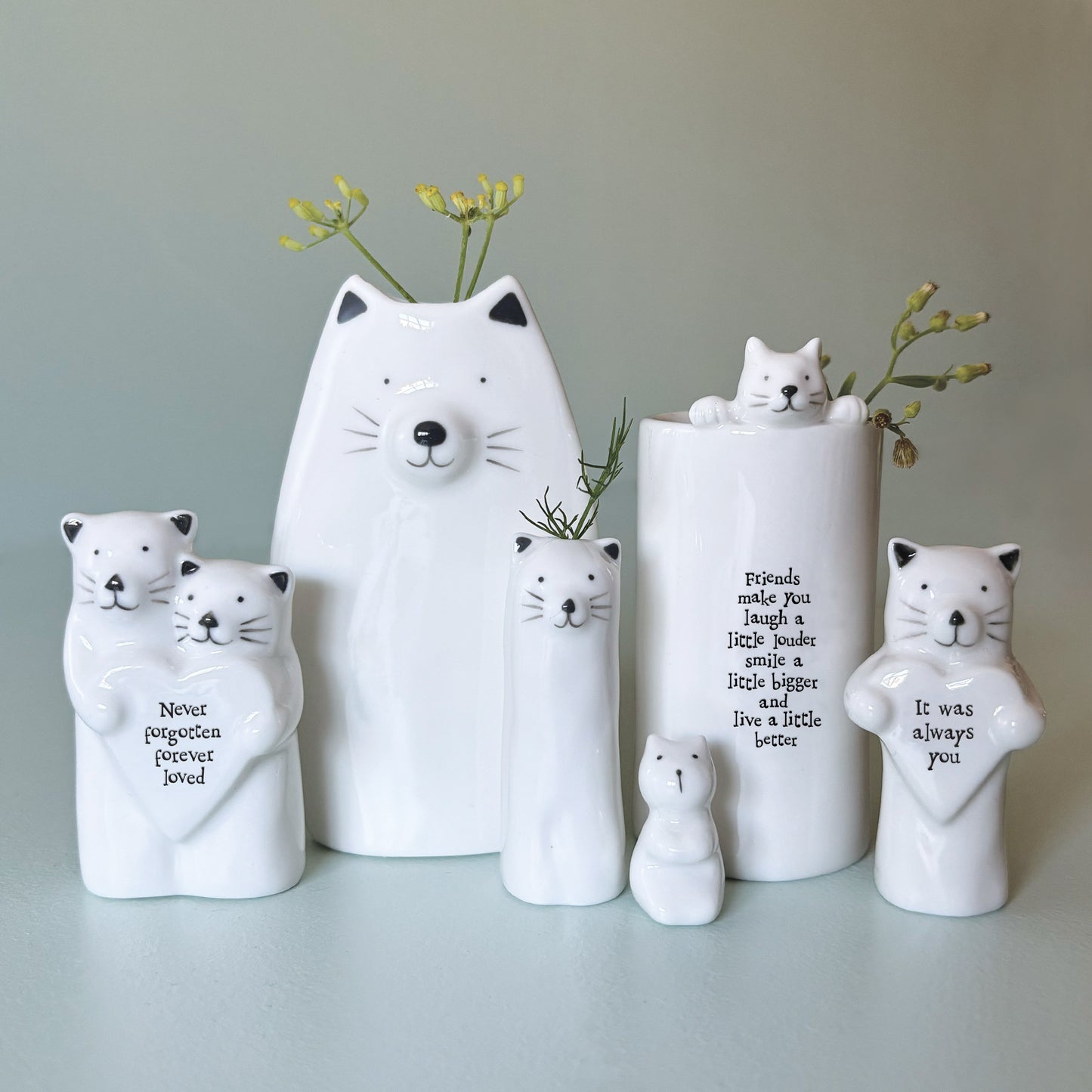 East of India Porcelain Heart Animal Cat