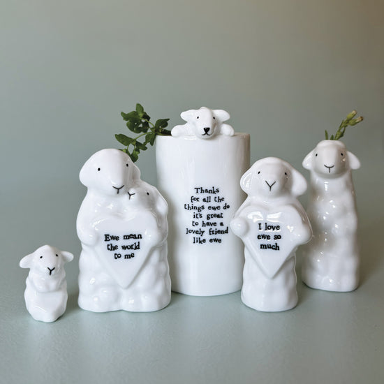 East of India Porcelain Animal Couple Sheep - Precious Sparkle