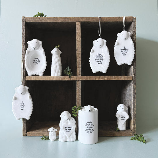 Load image into Gallery viewer, East of India Porcelain Heart Animal Sheep
