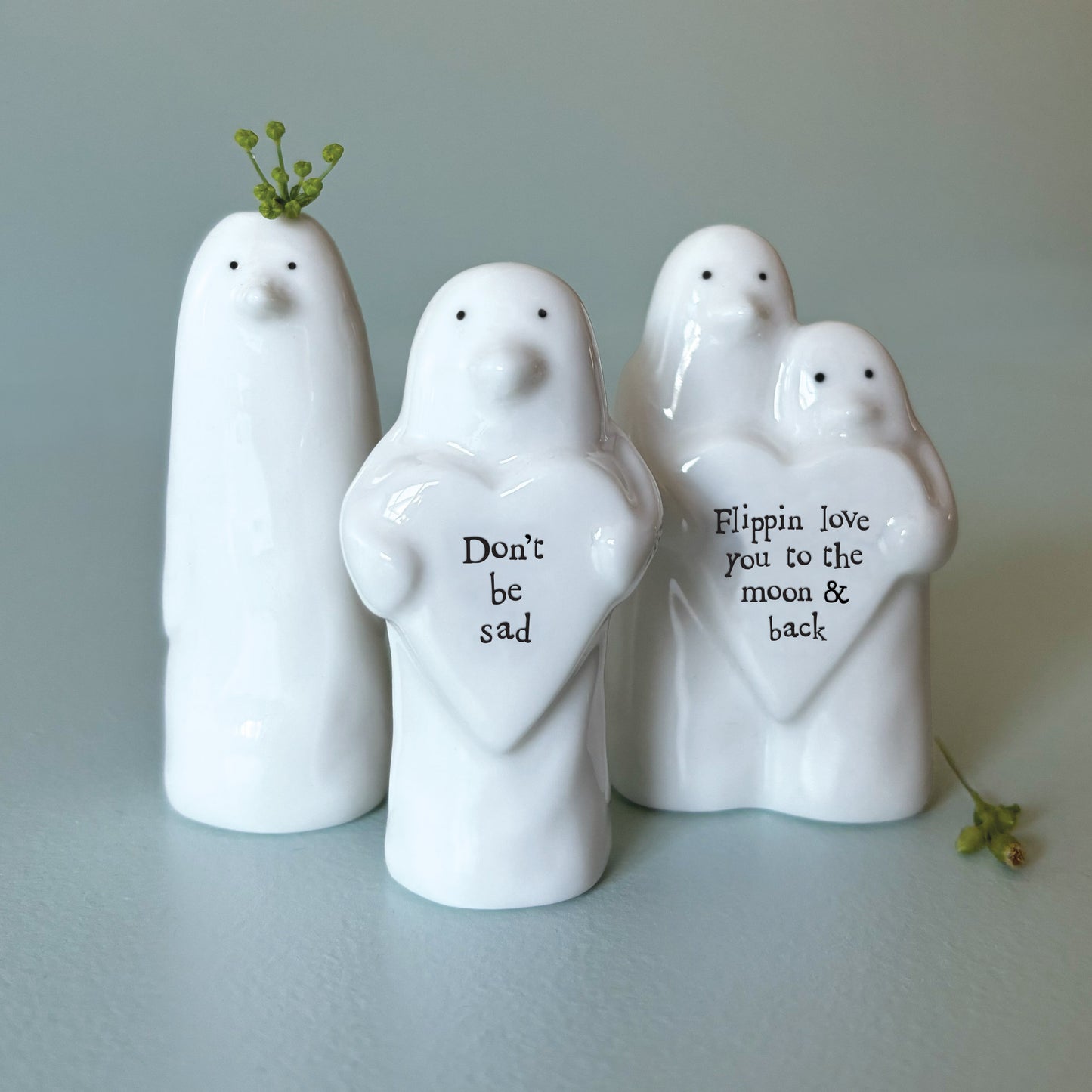 East of India Porcelain Heart Animal Penguin