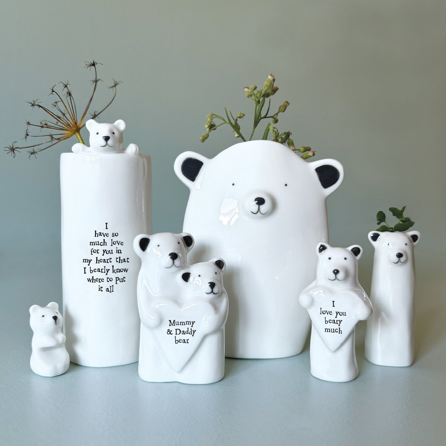 East of India Porcelain Heart Animal Bear