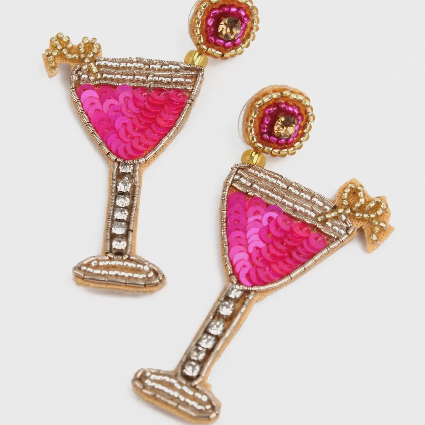 My Doris Strawberry Daiquiri Pink Cocktail Earrings