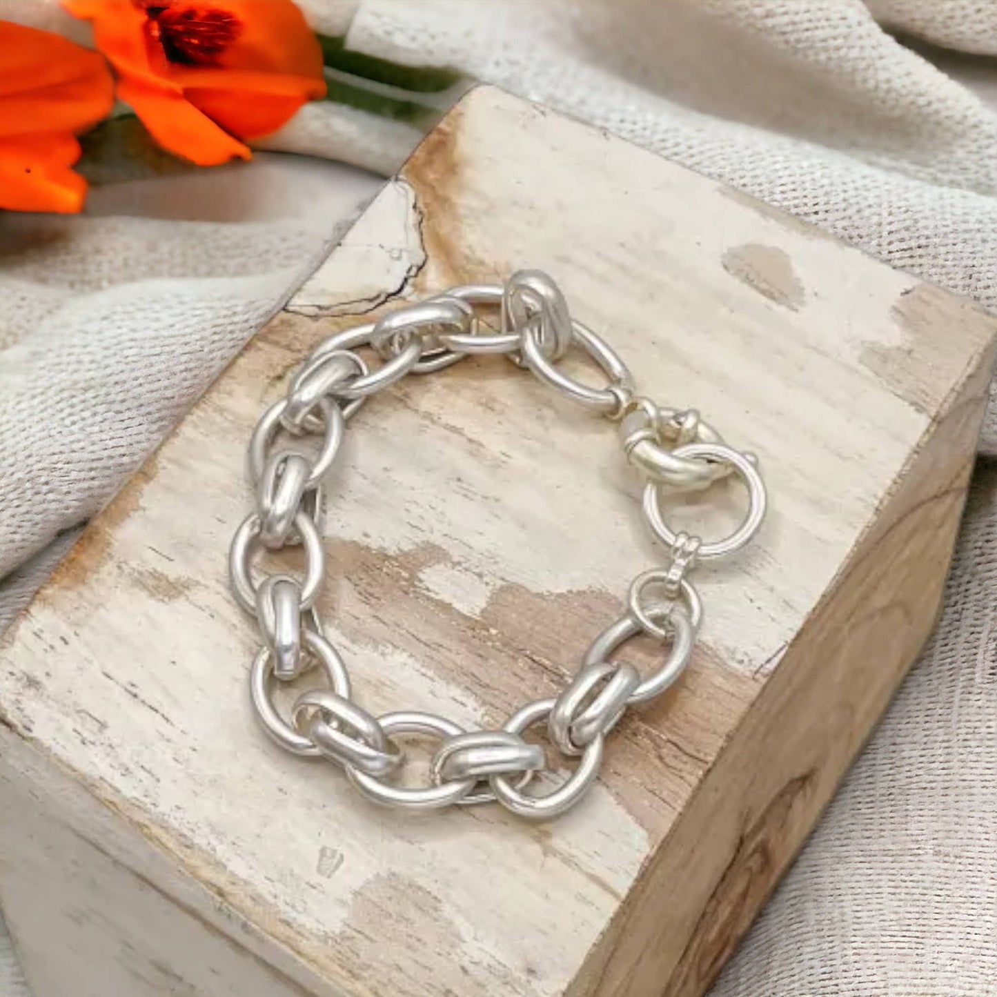Multi link chain Bracelet In Antique Matte Silver