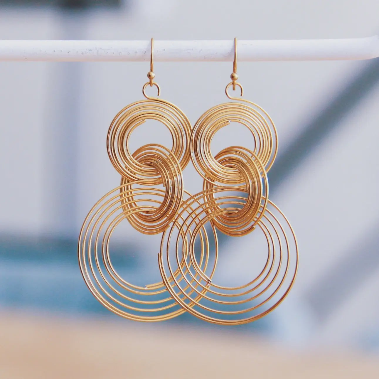 Bazou Twisted Interlocking Rings Earrings