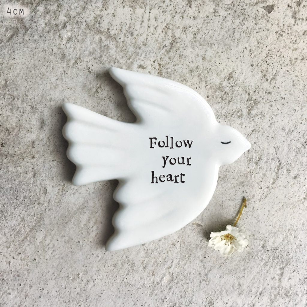 East of India  Tiny dove token-Follow your heart