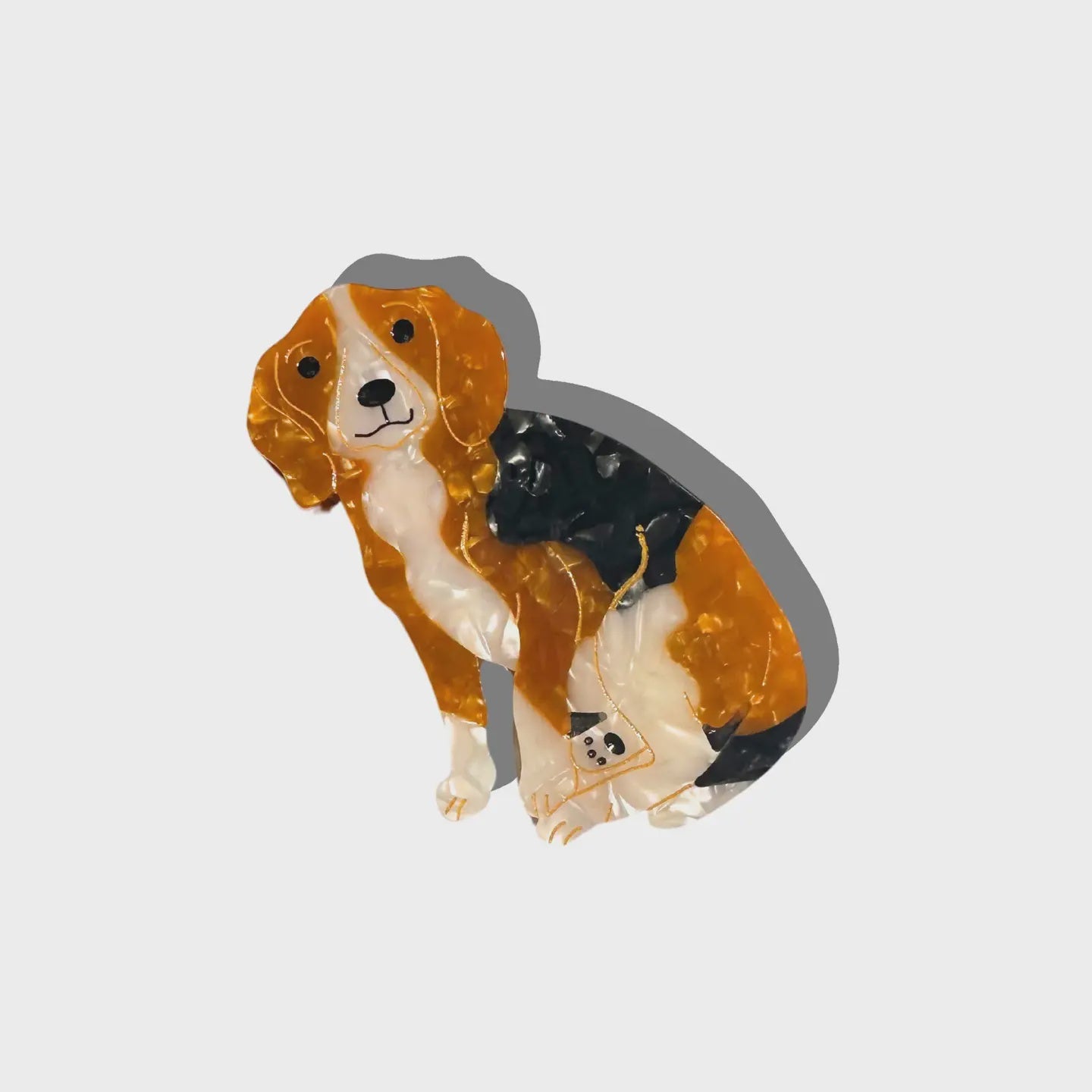 Hand-Painted Beagle Claw Hair Clip