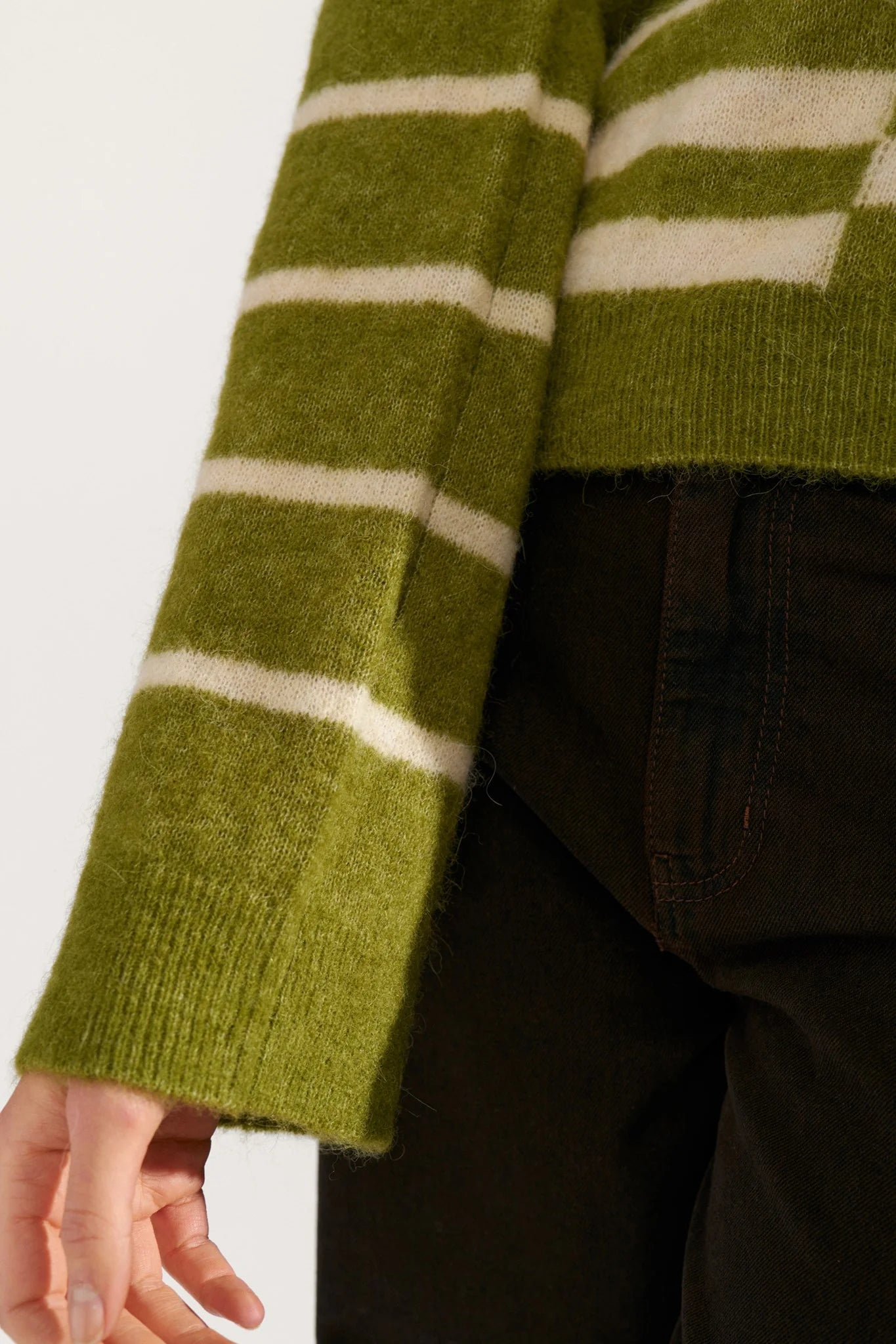 Numph Nuriette Block Stripe Pullover - Calla Green