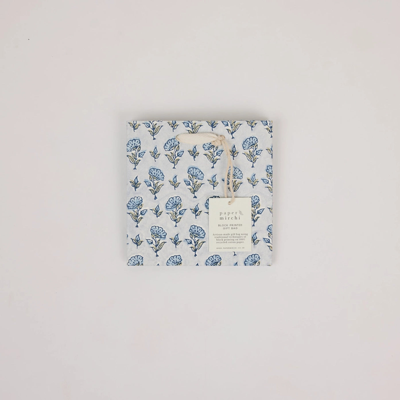 Hand Block Printed Gift Bags Small Blue Stone Refresh - Precious Sparkle