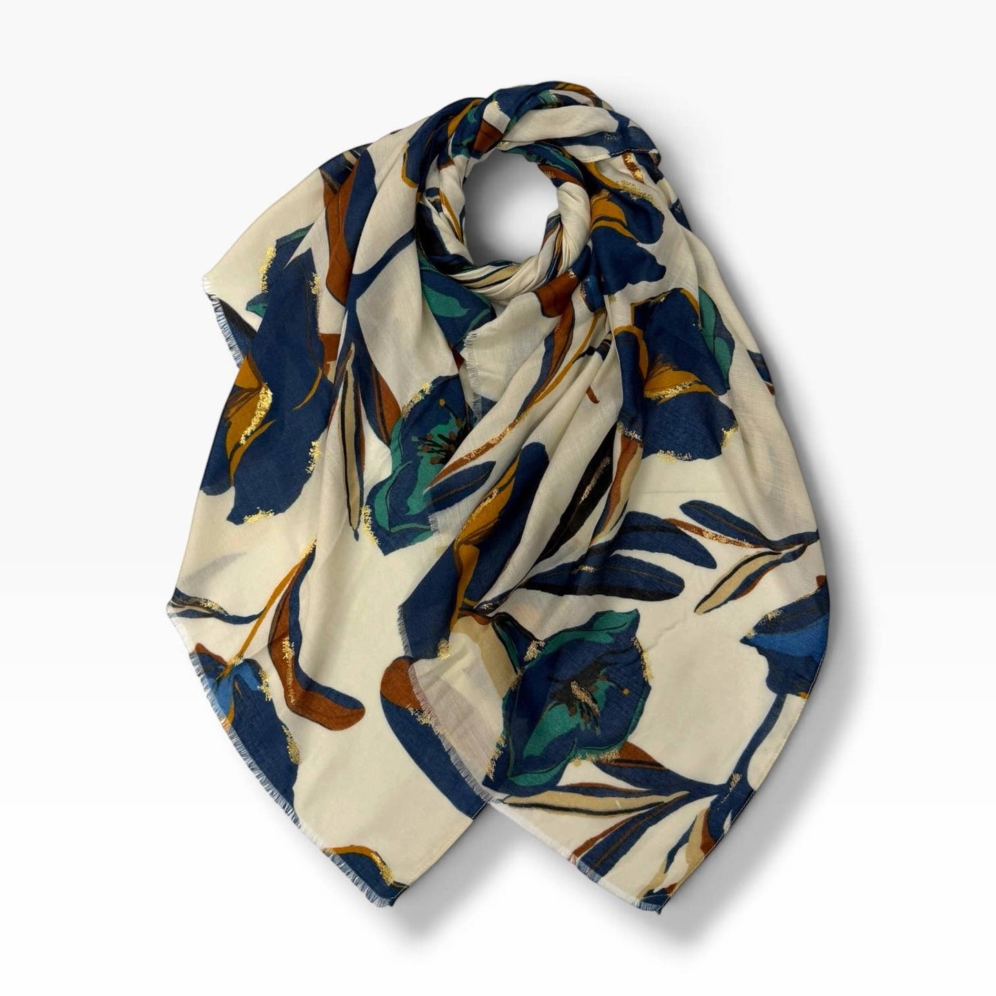 Wild Rose Print Off-White Scarf
