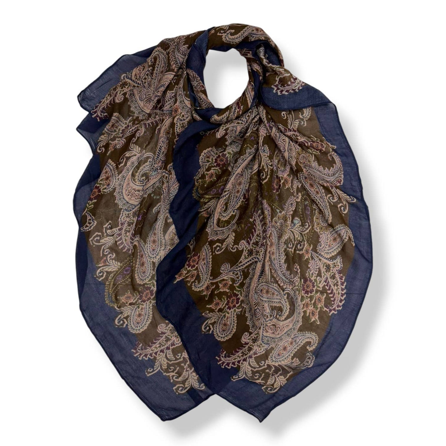 Paisley Print Lightweight Scarf Brown