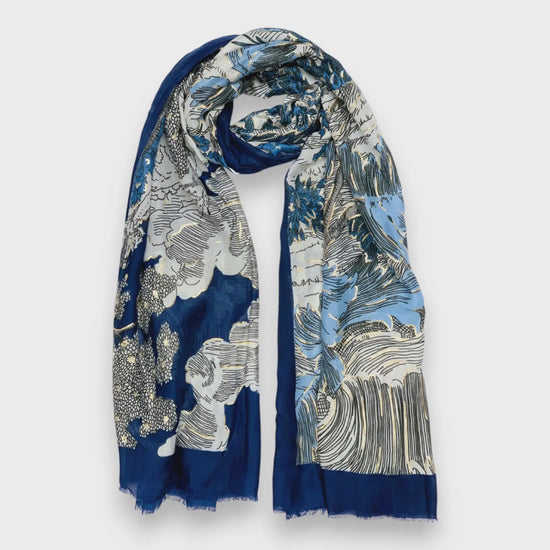 Nature Art Print Scarf Blue - Precious Sparkle