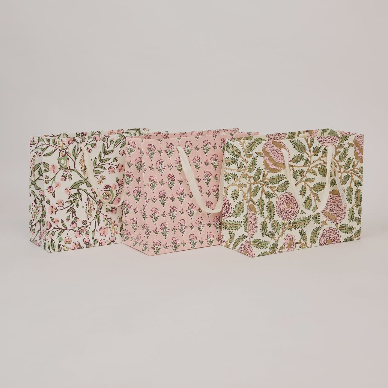 Hand Block Printed Gift Bags Medium Blush Refresh - Precious Sparkle