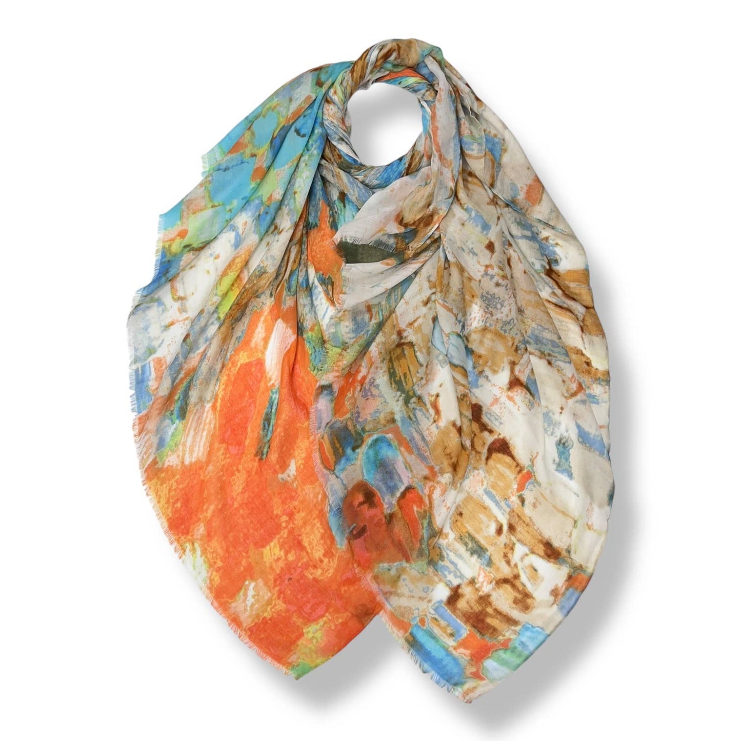 Bright Coloured Canvas Orange Blue Scarf - Precious Sparkle