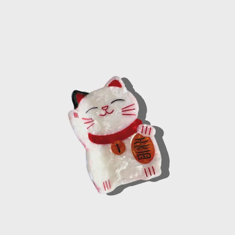 Hand-Painted Lucky Cat Claw Hair Clip