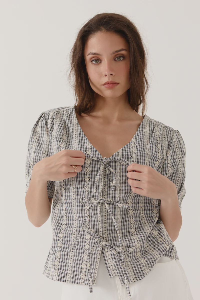 Artlove Neliane Tie-Front Blouse - Precious Sparkle